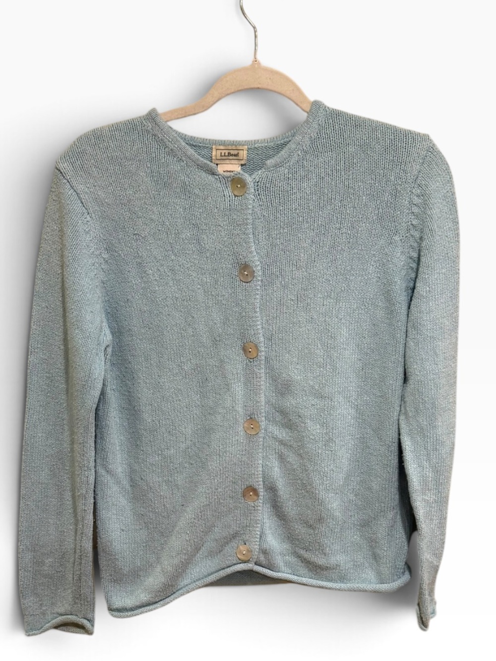 L.L.Bean Silk Blend Button Front Cardigan Soft Blue Women's Size M